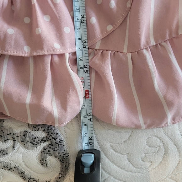 Mixed Pattern Ruffled Surplice Wrap Elastic Waist Dress - Picture 7 of 9